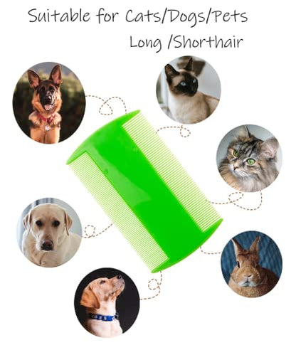 9 Pieces Pet Flea Lice Comb, Dog And Cat Tear Stain Remover Comb, Remove Eye Mucus Crust Dandruff Floating Hair. Pet Grooming Comb Kit For Long And Short Haired Dog Cat(Blue,Rose Red, Green)