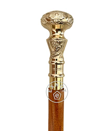 Vintage Brass Handle Victorian Telescope Fold able Wooden Walking Stick Walking Cane Ideal Gift