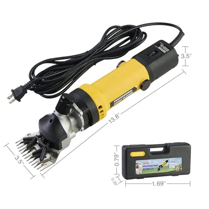 Johui Professional Electric Sheep Shears, 500W for Trimming and Grooming Sheep, Alpaca, Yak and Long-haired Animals, 2 Sets of Blades, 6 Speeds and 2600 RPM