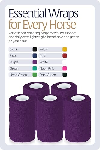 Equinavia 20 Pack Self Adhesive Bandage Wrap, 4 Inch Vet Wrap for Horses - color: Purple