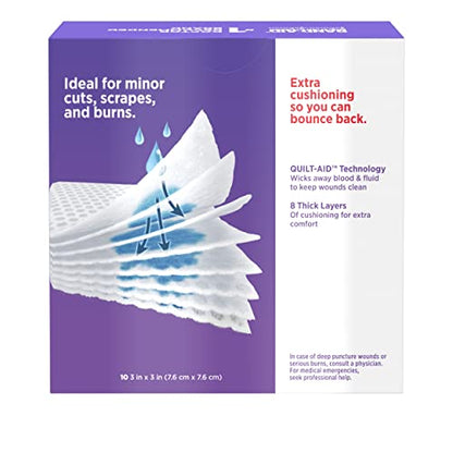 Band-Aid Brand Cushion Care Non-Stick Gauze Pads, Individually-Wrapped, Medium, 3 in x 3 in, 10 ct (Pack of 2) - size: 3x3 Inch 25ct (Pack of 20)
