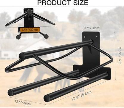 4 Sets Wall Mounted Saddle Rack With Double Pad Bar - Heavy Duty Stand for English and Western Saddles - 23.8x12.6x7.5 Inches - style: Two Bar-4PCS