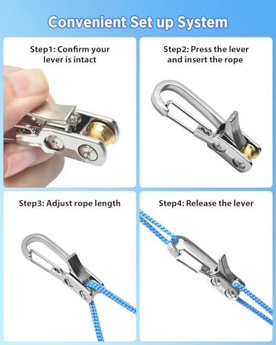 6-Pack Rope Tightening Tool & Tensioner, Adjustable Tie Down Rope Roller with Stainless Steel Buckles, Retractable Buckle Rope for Camping, Clothesline, Guy Lines & Cargo Securing