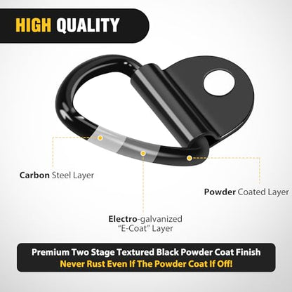 Nilight 10 Pack Heavy Duty Steel V-Ring Tie Down Anchors | Bolt On D-Rings for Cargo on Trucks Pickups Trailers Warehouse Boat - color: V-ring 10Pcs Black