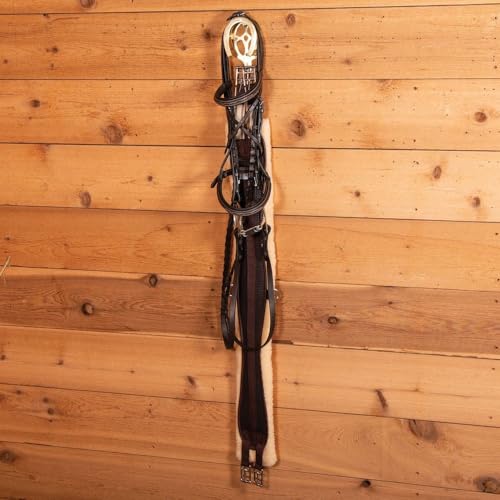 EASY-UP Berlin Brass Double Horseshoe Bridle Rack for Horses | Solid Brass Wall Mount | Elegant Arched Top for Halters & Bridles | Hook for Leads & Girths