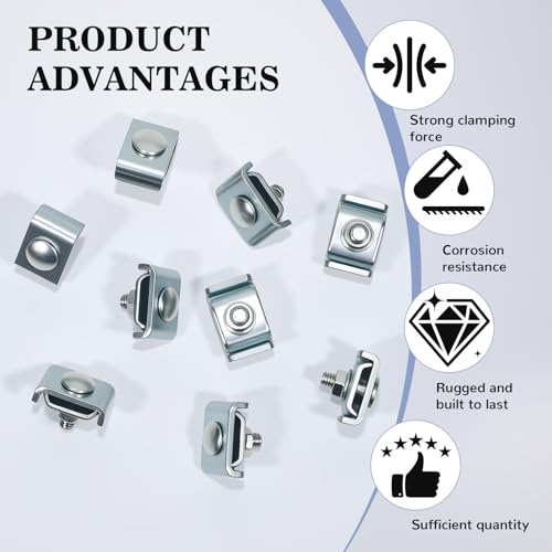 64-Pack Grid Panel Connector Kit, for 4mm-6mm (5/32"-1/4") Wire Shelving & Mesh Cable Trays, Includes Splice Clamps & Reinforced Washers