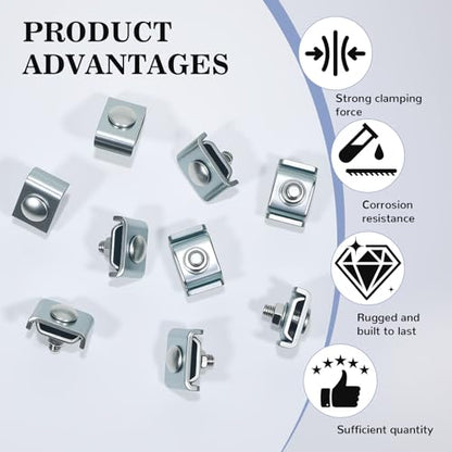 64-Pack Grid Panel Connector Kit, for 4mm-6mm (5/32"-1/4") Wire Shelving & Mesh Cable Trays, Includes Splice Clamps & Reinforced Washers