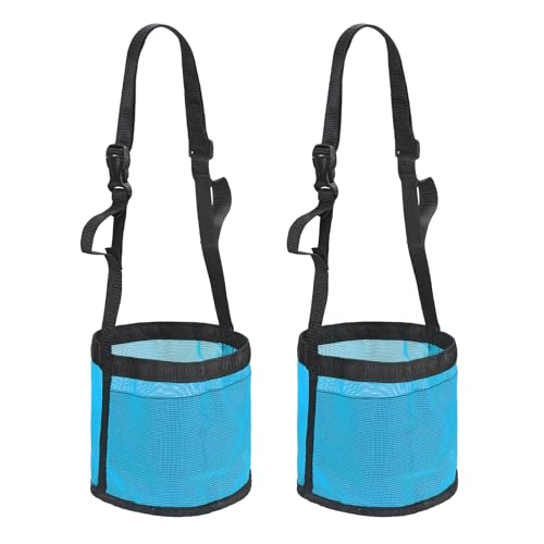 Horse Feed Bag, Horse Muzzle Hay Bags with Adjustable Strap Nylon Mesh Waterproof Bottom Grain Horses Bag, (Blue, S,2 Pcs), Intended for Feeding Grain/Powder/Hay - color: Blue, size: S
