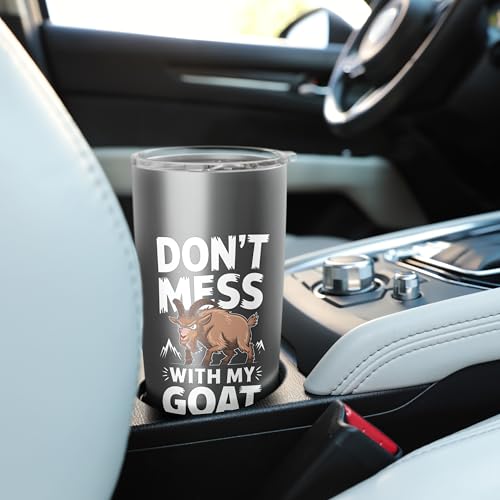 Don´t Mess With My Goat Cute Coat Pygmy Goat Farmer Stainless Steel Insulated Tumbler - color: Brushed Steel