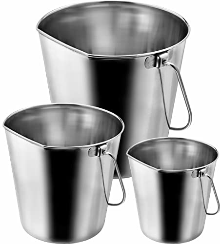 Indipets Stainless Steel Bucket For Pets (6-Quart) – Flat Back Pail w/out Hooks – Food & Water Pail For Cats & Dogs