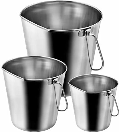 Indipets Stainless Steel Bucket For Pets (6-Quart) – Flat Back Pail w/out Hooks – Food & Water Pail For Cats & Dogs