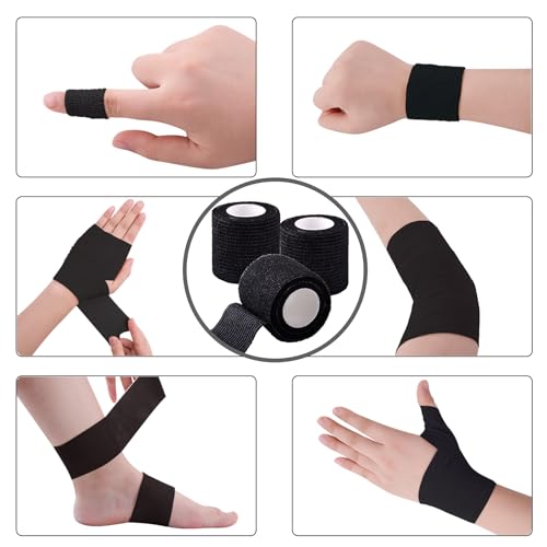 BQTQ 168 Rolls Elastic Adhesive Tape 2 Inch Self Adherent Bandages(Black) - size: 2 Inch