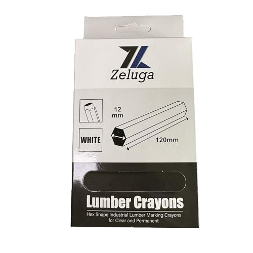 Zeluga 4.7in. x 0.47in. Hex Shape Industrial Lumber Marking Crayons for Clear and Permanent Markings, White 12 Pack - color: White, size: 1 Count (Pack of 12)