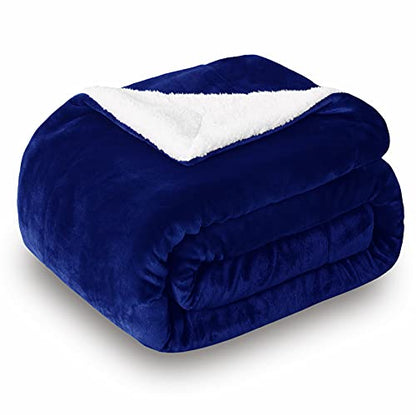 SOCHOW Sherpa Fleece Throw Blanket, Blue, 60x80 inches - color: Blue, size: 60"×80"