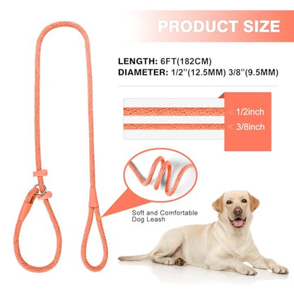 Lynxking Dog Leash Slip Lead Reflective Breathable Rope Comfortable Strong No Pull Slip On Pet Training Lead for Dogs (Pack of 2)