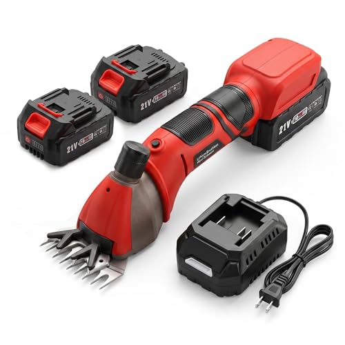 Sheep Shears, 20V Brushless Sheep Clippers, 2x4.0Ah Batteries Sheep Trimmer, Heavy Duty Cordless Shearers for Horse Goat Livestock