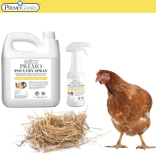 Premo Guard Natural Poultry Spray – Kills Scaly Leg Mites, Fleas, & Lice | Chicken, Duck, Geese Pests, Spray Directly on Birds and Coops, Natural Plant Based Oils, Control & Prevention - size: 16 oz