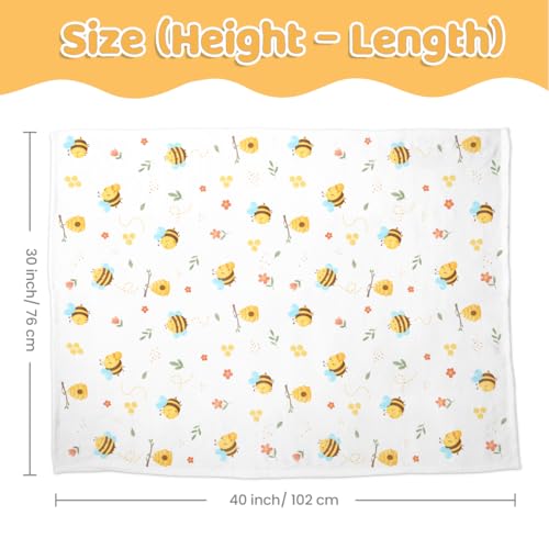 SANDJEST Bee Minky Blanket 30 x 40 Inches, Gift for Christmas Birthday - color: Bee