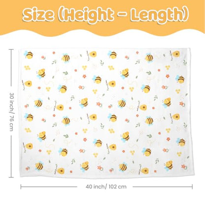 SANDJEST Bee Minky Blanket 30 x 40 Inches, Gift for Christmas Birthday - color: Bee