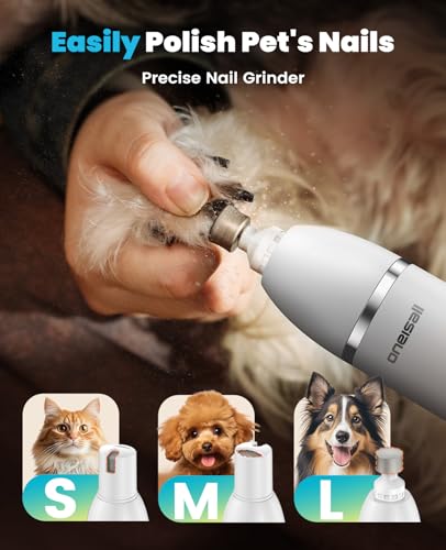 oneisall 4 in 1 Dog Grooming Kit with LCD Display (White) - color: White
