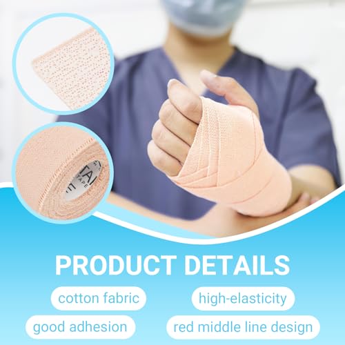 OK TAPE Elastic Adhesive Tape Bandage Tape Wrap 3 Inch Wide 4 Rolls | Flexible Stretch Bandages for Sports Ankle, Knee and Wrist Sprains (Beige) - size: 3 Inch x 5 Yard