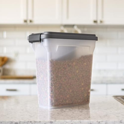 IRIS USA Dog Food Storage Container, Up to 13 lbs, Dark Gray, Made in USA | Includes 2-Cup Scoop, Airtight Seal, BPA-Free, Bird Seed, Cat food, Treats, Keeps Kibble Fresh, Pellets - color: Dark Gray/Clear, size: 13 lbs
