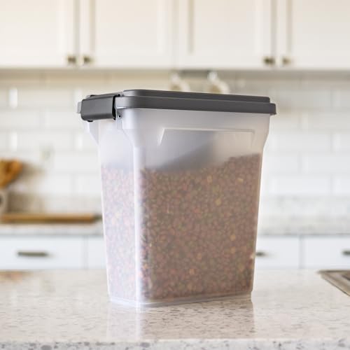 IRIS USA Dog Food Storage Container, Up to 13 lbs, Dark Gray, Made in USA - color: Dark Gray/Clear, size: 13 lbs