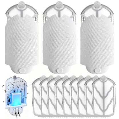 Flying Insect Trap (3 Plug-in & 9 Cartridges Refill) Indoor Use, UV Light Bug Catcher for Fruit Flies, Gnats & Small Flying Pests - style: 3 Plug-in & 9 Refill