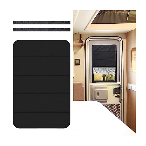 AUCELI RV Door Shade Cover, Magnet Camper Skylights Sunshade Cover, Foldable RV Sun Shade Windshield Blackout Shower Curtains Coverage, Waterproof Thickened Oxford Fabric Interior Accessories (Black)