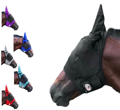 Majestic Ally Horse Fly Mask with Ears, Black - color: Black