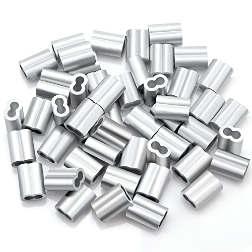 3/16 Aluminum Ferrules, Crimping Loop Sleeves 70PCS, Wire Rope Crimps | Aluminum Crimp Sleeves For Cable Ferrule And Wire Rope Connections. 3/16 Wire Rope Sleeves For Crimping Applications. - size: 3/16" (70PCS)