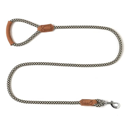Mile High Life Dog Leash with Genuine Leather-Wrapped Ends/Handle, 4/5/6FT - color: Khaki Black, size: 48 Inch-1/2"