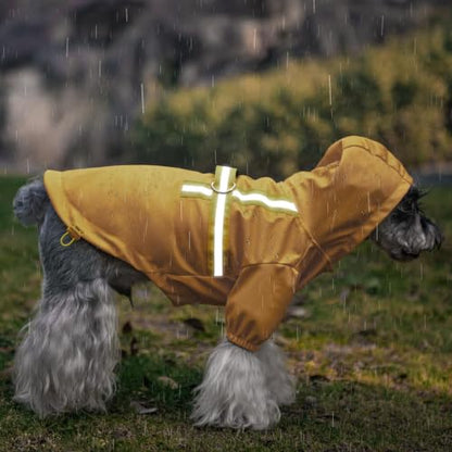 PUPTECK Dog Raincoat with Hood & Harness Built-in, Waterproof Dog Rain Jacket Slicker Poncho Reflective Vest Clothes for Rainy Snowy Winter Cold Days, Yellow M - color: Yellow, size: M (Back 15", Chest 22.5", Neck 16")