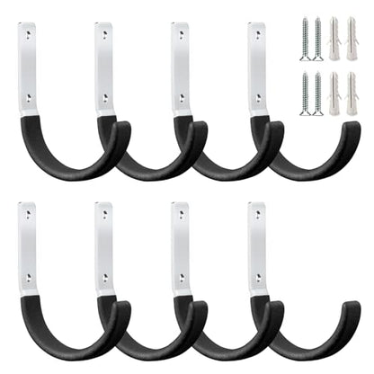 GeeWatom Heavy Duty Steel Garage Hooks,Garage Storage Utility Hooks,Heavy Duty Garage Garden Tool Organizer,Steel Wall Mount Hooks, Garden Hose Hanger, Small U Hooks (Black 8 Pack) - color: Black 8 Pack