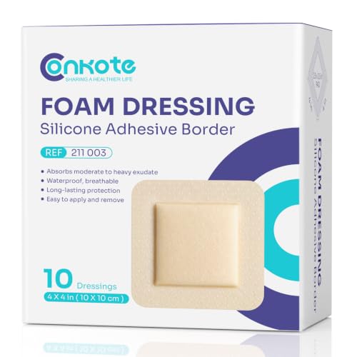Large Silicone Bandages 4'' X 4'', Foam Dressings for Wound Care, 10 Pack - size: 4'' x 4'' (10 Dressings)