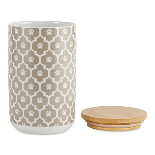 Bone Dry Lattice Collection Pet Bowl & Canister, Treat Canister, 4x6.5 inches, Stone (Pack of 6) - color: Stone, size: Treat Canister, 4 x 6.5 in (Pack of 6)