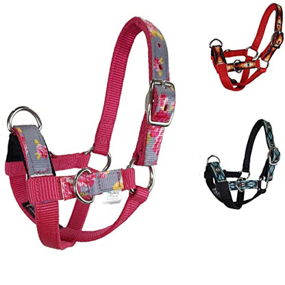 Tahoe Tack Nylon Overlay Sheep and Goat Training Halter with Padded Noseband - 6 Month Warranty - color: Grey Floral, size: Small Sheep/Goat