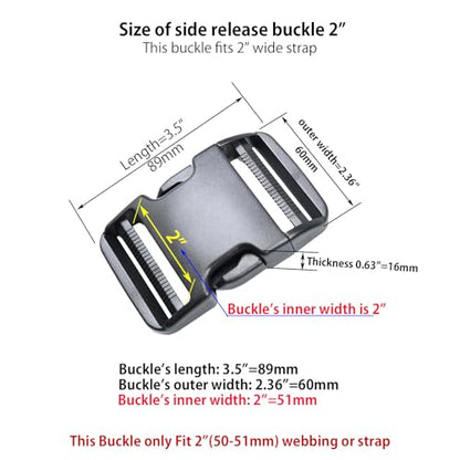 Quick Side Release Buckle, Heavy Duty Plastic Snap Buckle Clip Clasp Fasteners for Backpack Strap - style: 2 Inch - 2 Pieces