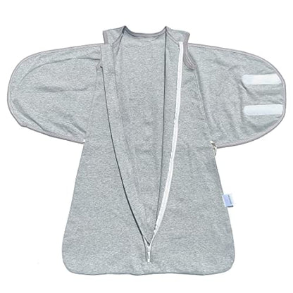 Swaddle Sack for Baby 3-Ways Adjustable Swaddling Sleeping Bag Cotton Wearable Blanket for Newborn Boys and Girls, 4 Season, 3-9 Months (Gray) - color: Gray