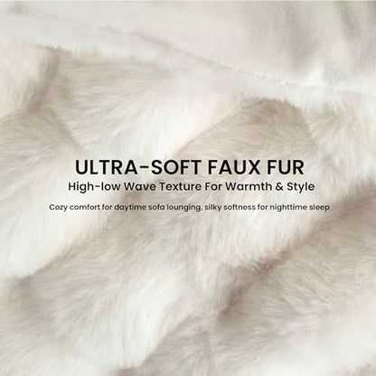 Electric Heated Blanket for Girls & Women, Soft & Luxurious,Faux Fur Heating Throw Blankets, 6 Heat Settings, Overheat Protection, Quick Heating, Memory Function, Giftable, 50"x60",Off White - color: Off White