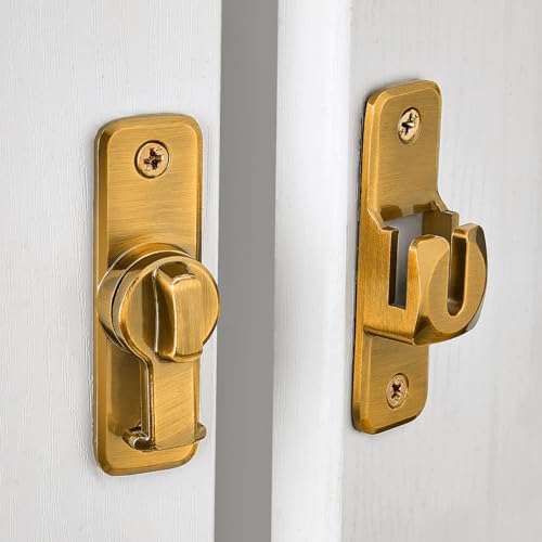 Brass 90/180 Degree Flip Latch,Zinc Alloy Barn Door Latch - color: Brass