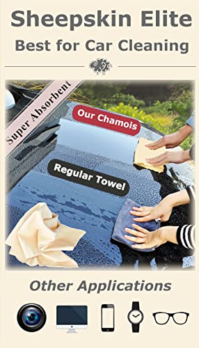 SHEEPSKIN ELITE Chamois Drying Cloth Car Drying Towel Real Leather Super Absorbent Fast Drying Natural Chamois Car Wash Cloth Accessory (2 SQ Each, 4 SQ FT in Total) - size: 4 sq ft in total