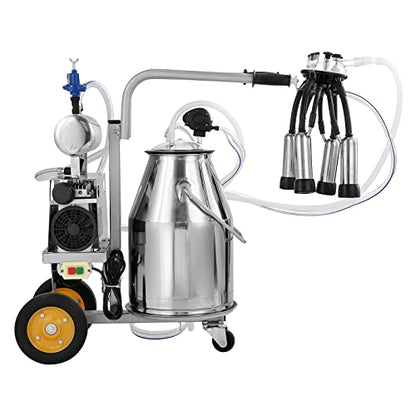 VEVOR Electric Cow Milking Machine 6.6 Gal/25 L Milker 304 Stainless Steel - size: 25 L
