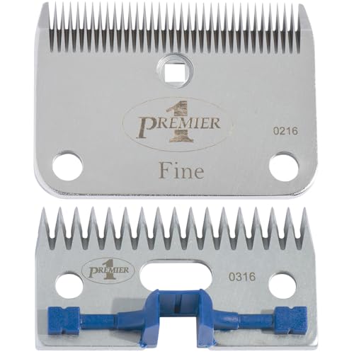 Premier 1 Fine Clipping Blade Set | Holds edge longer through dense wool. Even, attractive finish. Resharpen up to 10 times. Fits Premier & Lister clippers.