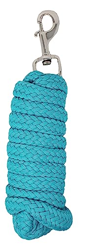Horse 10' Soft Round Braided Nylon 5/8" Lead Rope with SS Bolt Snap 605SE01TR - color: Turquoise/Stainless