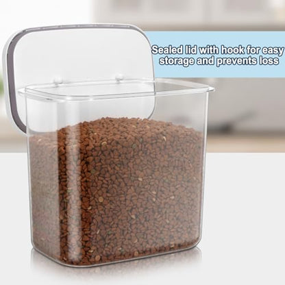 12 lbs Airtight Dog Cat Food Storage Container and Dog Treat Containers BPA-Free, PET Clear Stackable Pet Storage Bin, 1-Cup Scoop, 1-Sponge cleaning brush, Pop Top, With handle, Easy Mobility-large - color: White Large (12L-1Pack)