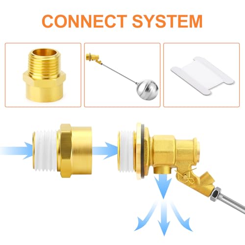 GASHER 1PCS 1" 304 Stainless Steel Float Ball Valve with 1"G Female x 1"NPT Male Adapter, DN25 Adjustable Water Tank Float Ball Valve for Stock Tank Pool Water Level Control - size: 1" DN25