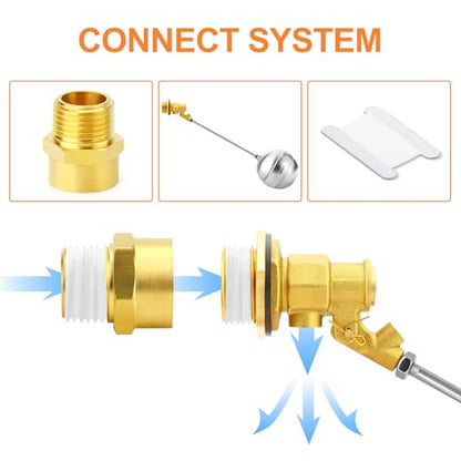 GASHER 1PCS 1" 304 Stainless Steel Float Ball Valve with 1"G Female x 1"NPT Male Adapter, DN25 Adjustable Water Tank Float Ball Valve for Stock Tank Pool Water Level Control - size: 1" DN25