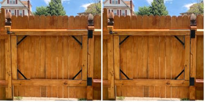 Mofeez Fence Gate Kit Iron Gate Hardware with Gate Latch for Wooden Fences Shed Doors Heavy Duty Anti Sag Gate Corner Brace Bracket (Pack of 2) - size: Set of 1 (Pack of 2)
