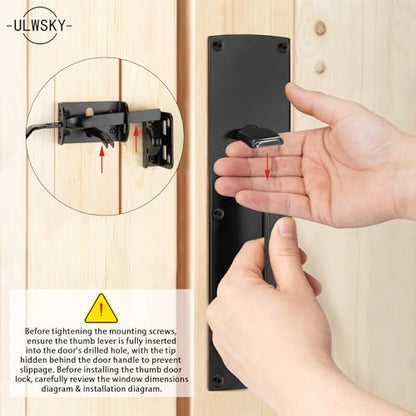 Pack of 1 Thumb Gate Latch Hardware,Gate Latch with Handle,Heavy Duty Gate Latch for Outdoor Fence,Black Double Gate Latch for Backyard,Garden,Farm,Pool Gate,Metal Gate